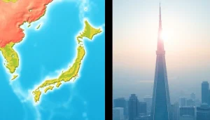 Przekrój geologiczny Japonii pokazujący płyty tektoniczne, które powodują trzęsienia ziemi i tsunami w Japonii.